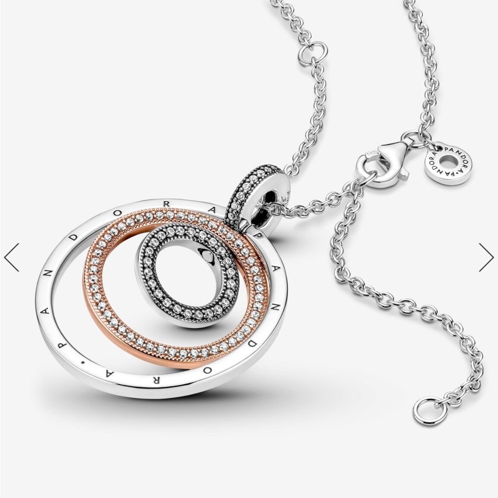 Pandora Two Tone Circles Pendant & Necklace
